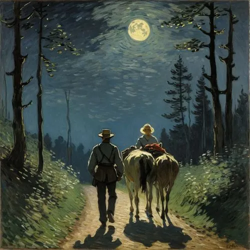 man and horses,highwaymen,magritte,vilfredo,caminos,horseman,Art,Artistic Painting,Artistic Painting 04