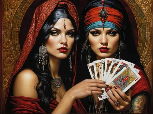 ball fortune tellers,tarot cards,fortune teller,fortune telling,tarot,gothic portrait,orientalism,playing cards,gypsies,witches,card lovers,twenties women,playing card,gypsy soul,blackjack,businesswomen,fantasy art,gambler,vamps,play cards,Illustration,Realistic Fantasy,Realistic Fantasy 10