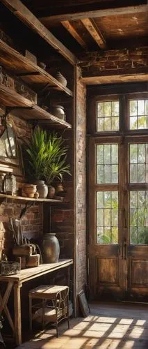 wooden windows,rustic,rustic aesthetic,wood window,sunroom,country cottage,wooden beams,barnwood,inglenook,woodshed,garden shed,wooden house,the cabin in the mountains,wooden shutters,wooden door,log home,wooden roof,log cabin,wooden hut,cabane,Illustration,Realistic Fantasy,Realistic Fantasy 41