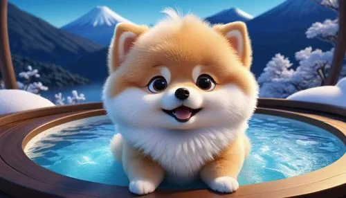 pomeranian,ein,pomeranians,samoyed,snowball,cute puppy,Unique,3D,3D Character