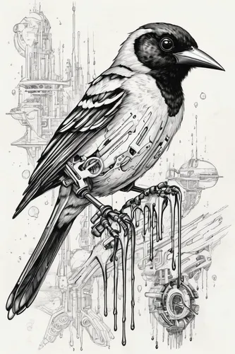 bird illustration,bird drawing,flower and bird illustration,magpie,titmouse,bird painting,thrush,sparrow,line art birds,butcherbird,piciformes,ornamental bird,paridae,old world oriole,an ornamental bird,hand-drawn illustration,corvus,shrike,corvidae,bucorvus leadbeateri,Illustration,Black and White,Black and White 34