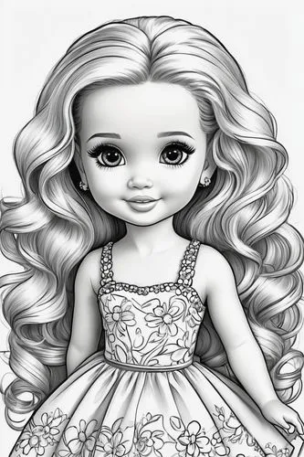 dressup,doll's facial features,dress doll,my clipart,derivable,peignoir,Illustration,Black and White,Black and White 08