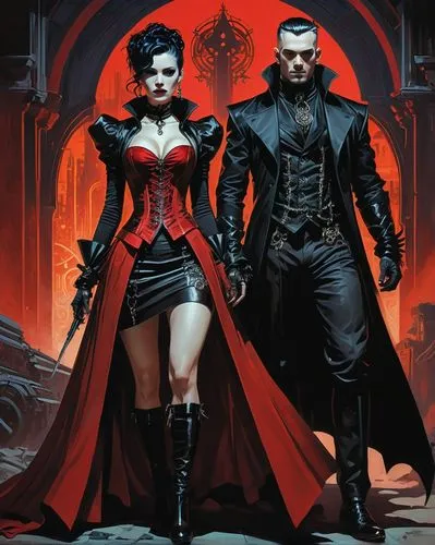 zatara,gothic portrait,ravenloft,mordenkainen,dracula,villanos,gothicus,villans,countess,vampire woman,mcniven,strahd,helsing,xanatos,inquisitors,dhampir,vampire lady,goths,sorceresses,vigilantes,Illustration,American Style,American Style 09