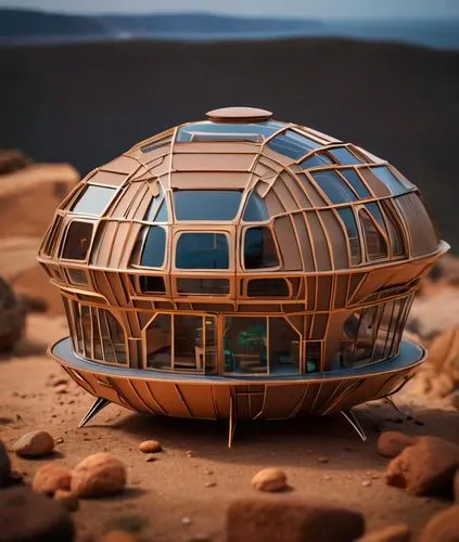 bee-dome,teardrop camper,roof domes,round hut,martian,solar dish,musical dome,eco-construction,mars probe,ufo interior,space capsule,mobile home,solar cell base,terrapin,dunes house,alien ship,insect 