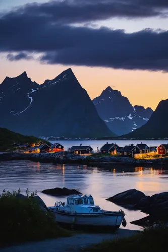 Summer evening twilight, Stamsund, Lofoten Islands, Norway,lofoten,nordland,northern norway,bodø,norway island,norway coast,scandinavia,the polar circle,greenland,norway,nuuk,norway nok,baffin island,