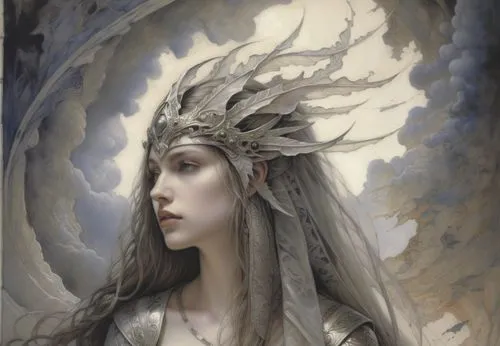 elenore,margaery,sigyn,priestess,circlet,galadriel,Illustration,Realistic Fantasy,Realistic Fantasy 03