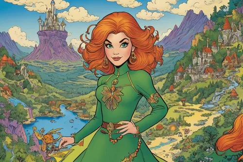 merida,ariel,tiana,fantasia,rapunzel,fairy tale character,disney character,princess anna,vanessa (butterfly),cinderella,princess sofia,maureen o'hara - female,poison ivy,venetia,daphne,flora,fairytale characters,background ivy,ivy,jade,Illustration,Children,Children 02