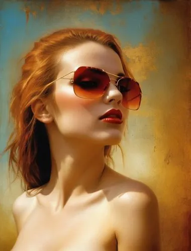 world digital painting,photo painting,sunglasses,digital painting,fantasy portrait,portrait background,sunglass,sun glasses,anchoress,woman portrait,marla,niffenegger,painted lady,airbrush,airbrushing,digital artwork,romantic portrait,oil painting,woman thinking,behenna,Illustration,Realistic Fantasy,Realistic Fantasy 10