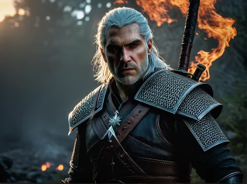 witcher,male elf,male character,smouldering torches,massively multiplayer online role-playing game,cullen skink,game character,cable,silver fox,game art,heroic fantasy,games of light,full hd wallpaper,dark elf,blacksmith,gandalf,mercenary,krad,4k wallpaper,warlord,Illustration,Paper based,Paper Based 27