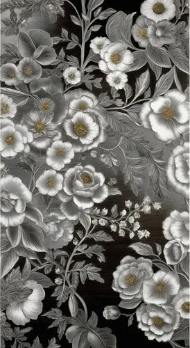 flower wallpaper in silver and white tones,black and white flowers in a floral pattern,water flowers,white water lilies,japanese floral background,chrysanthemum background,water flower,water lilies,Ar