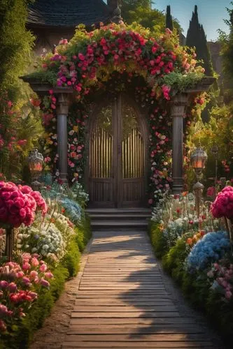 flower booth,flower garden,garden door,rose arch,bloomgarden,tunnel of plants,way of the roses,landscape rose,to the garden,flower border,arbor,japan garden,cottage garden,rose garden,disney rose,gardens,floral corner,hydrangeas,garden of plants,summer border,Photography,General,Fantasy