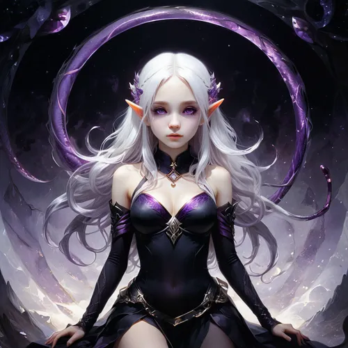 dark elf,violet head elf,zodiac sign libra,medusa,sorceress,violet,libra,amethyst,the enchantress,a200,mezzelune,fantasy portrait,luna,fantasy woman,purple,la violetta,purple wallpaper,fae,viola,dragon li,Conceptual Art,Fantasy,Fantasy 11