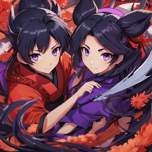 kitsune,foxes,kimonos,angel and devil,halloween banner,spring festival,two wolves,nine-tailed,jinrikisha,halloween wallpaper,azaleas,inari,devils,witches,monsoon banner,halloween background,horumonyaki,mukimono,ristras,twin flowers,Illustration,Japanese style,Japanese Style 03