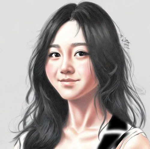 女生，黑色头发,a girl with long dark hair and a bow on her back,esna,woori,girl portrait,lotus art drawing,qianwen,oeun,Design Sketch,Design Sketch,Character Sketch