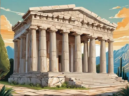 greek temple,artemis temple,acropolis,roman temple,temple of diana,erechtheion,capitolium,doric columns,caesonia,the parthenon,temple of hercules,erechtheus,the ancient world,akropolis,parthenon,panagora,metapontum,herakleion,pillars,tempio,Unique,Design,Sticker