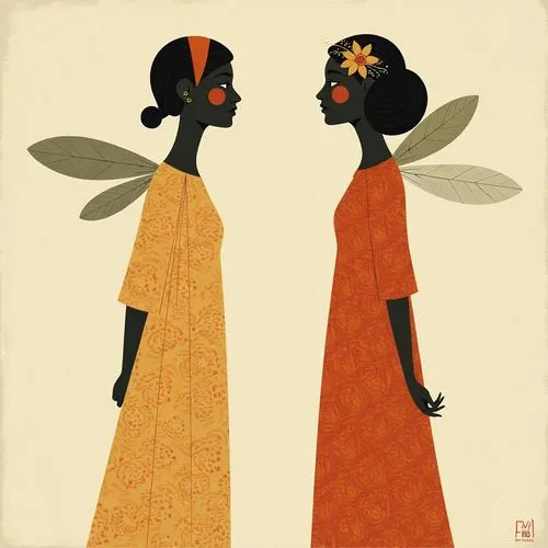 women silhouettes,flapper couple,nebria,poiret,african art,anmatjere women,Illustration,Vector,Vector 08