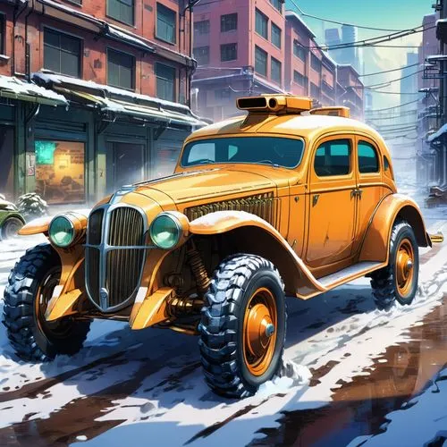 uaz,hanomag,retro vehicle,brum,motorstorm,christmas retro car,Illustration,Japanese style,Japanese Style 03