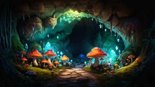 fairy village,the blue caves,blue caves,blue cave,cave tour,fairy world,mushroom landscape,fairy forest,scandia gnomes,cave,enchanted forest,dungeons,druid grove,magical adventure,dungeon,caving,mushr