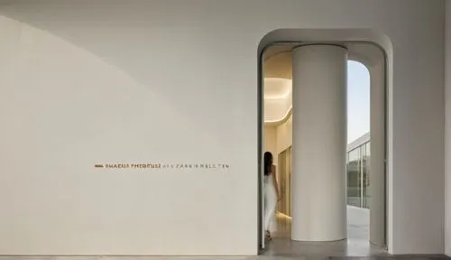 shop door design,surface concrete material,inspired by Zaha Hadid, photographed by Candida Höfer --ar 16:9 --c 3,a woman walking into an entrance into a museum,quadriennale,associati,triennale,fondazi