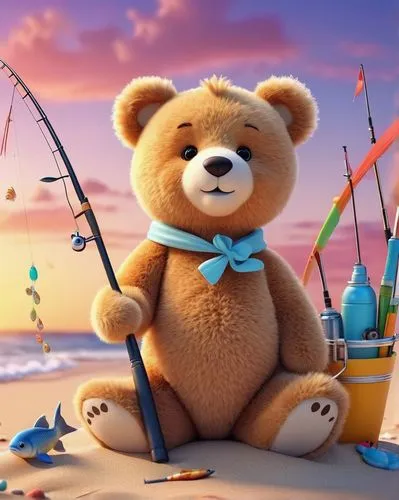 cute bear,theodore,3d teddy,disneynature,cute cartoon character,scandia bear,bearable,teddy bear waiting,bearishness,teddy teddy bear,teddybear,little bear,teddy bear,bear teddy,fishing rod,tedd,cute cartoon image,bearlike,nalle,children's background,Unique,3D,3D Character