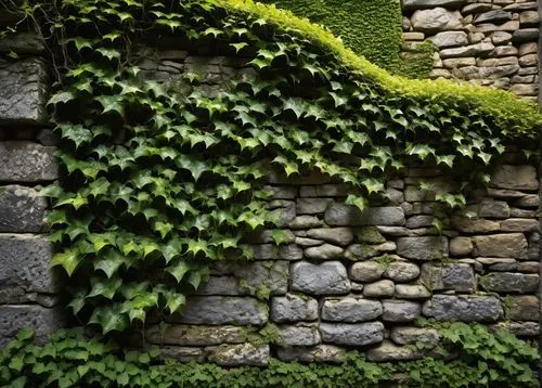 Ancient, historic, European-style wall, stone bricks, rugged texture, ivy climbing, moss growing, cracked surface, worn-out edges, mysterious ambiance, warm afternoon sunlight, dramatic shadows, 3/4 c