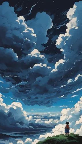 studio ghibli,blue sky clouds,cloudscape,sky,sky clouds,clouds,skyscape,clouds - sky,cloud mood,blue sky and clouds,cloud,skies,my neighbor totoro,cloudy sky,stratocumulus,薄雲,atmosphere,cloudy skies,the horizon,cumulus clouds,Illustration,Japanese style,Japanese Style 11