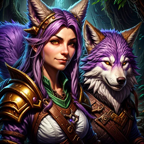 custom portrait,wolf couple,twitch icon,mara,fantasy portrait,portrait background,two wolves,edit icon,lavendar,huntress,vidraru,sterntaler,twitch logo,purple background,monsoon banner,druid,druid grove,wall,purple wallpaper,massively multiplayer online role-playing game