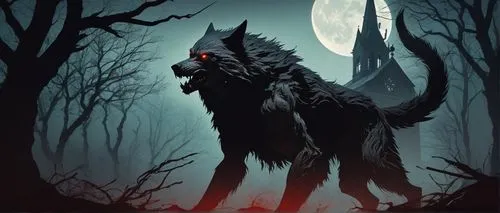 Creepy werewolf, full moon, dark forest, misty atmosphere, glowing eyes, sharp claws, muscular body, furry legs, torn clothes, bloodstains, howling pose, backlight, dramatic shadows, eerie silence, ab