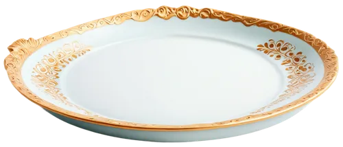 Ceramic plate, white background, simple shape, rounded edge, subtle shading, ornate pattern, golden rim, delicate handle, morning sunlight, soft focus, 3/4 composition, warm color tone, still life.,di