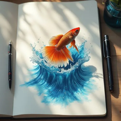 koi fish,koi,pencil art,color pencil,merman,3d art,Photography,General,Realistic