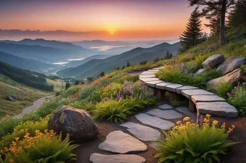 winding steps,hiking path,alpine landscape,alpine crossing,the mystical path,stairway to heaven,pathway,stairs to heaven,mountain sunrise,mountain landscape,appalachian trail,wooden path,beautiful landscape,mountain hiking,the path,stone stairway,mountainous landscape,stone ramp,nature landscape,nature wallpaper,Art,Classical Oil Painting,Classical Oil Painting 37