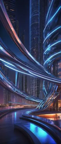 light trail,light trails,superhighways,speed of light,futuristic architecture,futuristic landscape,hypervelocity,cybercity,lightwave,optical fiber,fiber optic light,electric mobility,megaprojects,accelerating,velocity,superhighway,hypertransport,smart city,cablesystems,dubai marina,Illustration,Realistic Fantasy,Realistic Fantasy 03