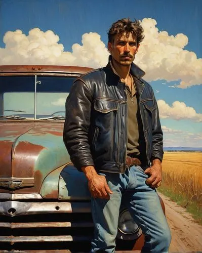 john day,drover,lincoln blackwood,sculptor ed elliott,oil on canvas,el capitan,bales,orlovsky,merle black,blue-collar,gale,farmer,steve medlin,joe iurato,cholado,bodie,western,western film,montana,carpenter,Illustration,Retro,Retro 03