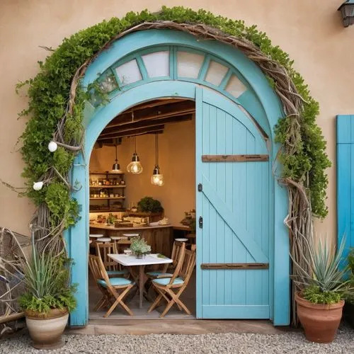 garden door,greek island door,ristorante,bistro,enoteca,blue door,Photography,General,Realistic