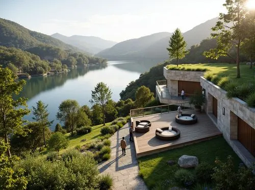 house by the water,house with lake,3d rendering,amanresorts,cryengine,lefay,luxury property,chalet,render,house in the mountains,lake view,holiday villa,beautiful home,river view,house in mountains,dreamhouse,home landscape,luxury home,pool house,bendemeer estates