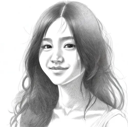 女生，黑色头发,an asian girl smiling while looking into the camera,lotus art drawing,woori,girl drawing,yoeun,qianwen,esna,Design Sketch,Design Sketch,Character Sketch