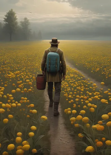 daffodil field,suitcase in field,sunflower field,yellow mustard,yellow garden,blooming field,sunflowers,yellow raspberries,farmer,yellow grass,world digital painting,yellow orange,flower field,yellow sun hat,field of flowers,pesticide,yellow,yellow sky,mustard,poppy field,Art,Artistic Painting,Artistic Painting 48