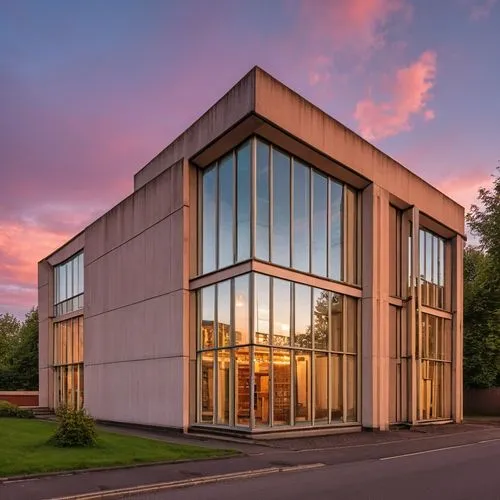 evening,phototherapeutics,glass facade,cuddesdon,natolin,music conservatory,ucd,modern architecture,passivhaus,qmu,sidgwick,christ chapel,metal cladding,norisbank,modern building,architekten,hallward,