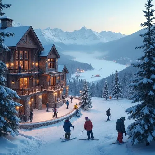 ski resort,avoriaz,alpine village,winter village,christmas landscape,mountain hut,santa's village,ski station,christmas skiing,mountain huts,chalet,mountain village,snow scene,suiza,courchevel,alpine style,winterplace,skiers,skiing,snowboarders,Photography,General,Realistic