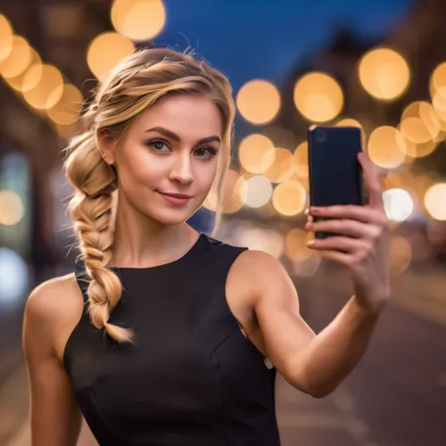 woman holding a smartphone,artificial hair integrations,blonde girl with christmas gift,photo session at night,blonde woman,black friday social media post,the blonde photographer,cyber monday social m