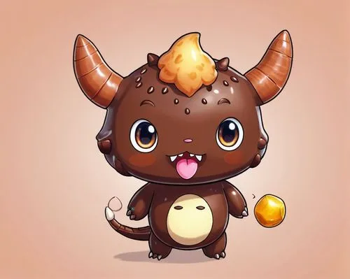 A jrpg style cute monster, look like a chocolate ,A jrpg style cute monster, look like a chocolate,kulundu,kangchu,harmoko,bulu,moko,chestnut animal,Illustration,Japanese style,Japanese Style 01