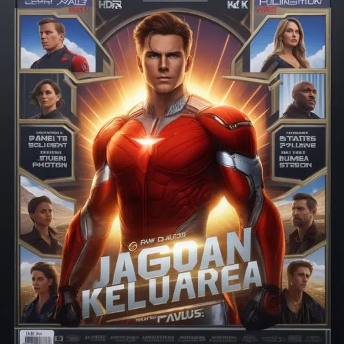 the cover for the second season of james falcon's movie,red super hero,metahuman,flashman,comic hero,pelicula,dvd packaging,Photography,General,Realistic