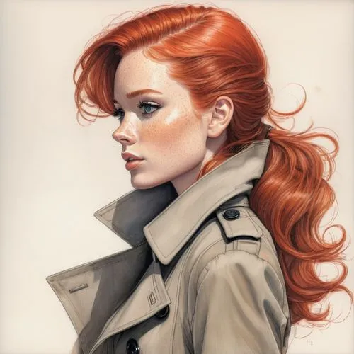 red-haired,bouffant,red head,redhair,redheads,redheaded,pompadour,autumn icon,fashion illustration,digital painting,fashion vector,redhead,clary,coat,coat color,fantasy portrait,red hair,illustrator,caramel color,asuka langley soryu,Illustration,Black and White,Black and White 08