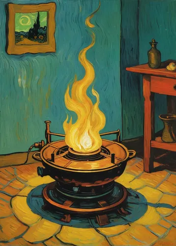 oil lamp,stove,gas stove,tin stove,vincent van gough,hearth,children's stove,wood-burning stove,cauldron,vincent van gogh,fire ring,fireplaces,fire bowl,brazier,the eternal flame,post impressionism,fireside,firepit,feuerzangenbowle,wood stove,Art,Artistic Painting,Artistic Painting 03