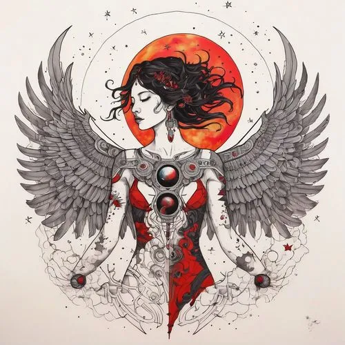 baroness,fenix,archangel,deathbird,uniphoenix,seraphim,Illustration,Paper based,Paper Based 19