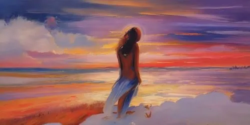 girl on the dune,girl walking away,woman walking,oil painting,girl in a long,oil painting on canvas,girl on the river,oil on canvas,woman silhouette,art painting,man at the sea,woman thinking,sea landscape,the horizon,painting technique,exploration of the sea,el mar,sea breeze,beach landscape,girl in a long dress,Illustration,Paper based,Paper Based 04