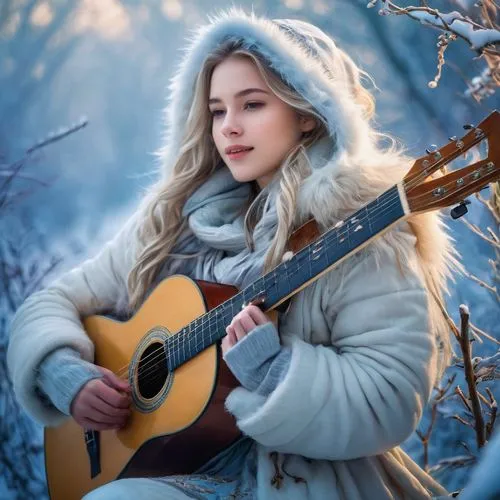 winter background,winterblueher,the snow queen,kotova,snow scene,blonde girl with christmas gift,winter dream,christmas snowy background,eskimo,folksinger,guitar,in the snow,white rose snow queen,eira,in the winter,balalaika,suit of the snow maiden,in winter,zhivago,wintersteen,Conceptual Art,Fantasy,Fantasy 05