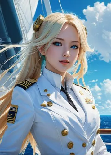 millia,delta sailor,kantai collection sailor,naval,warspite,azzurra,yachtswoman,sailor,marineau,at sea,silja,admiral,atago,nautical star,cocaptain,sea fantasy,kolin,tirpitz,capitaine,belldandy,Conceptual Art,Fantasy,Fantasy 12