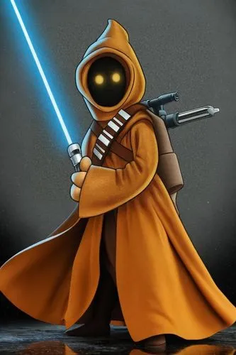 jawa jedi,a drawing of a character with a lightsabe in the dark,jawa,katarn,jedi,revan,mandos,defence