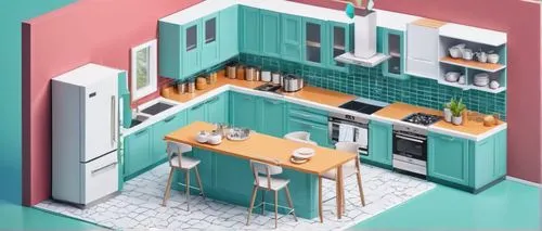 an apartment,isometric,apartment,kitchen design,retro diner,shared apartment,modern kitchen,kitchen interior,kitchen,apartment house,modern kitchen interior,kitchen table,apartments,big kitchen,3d render,kitchenette,3d mockup,kitchen block,the kitchen,miniature house,Unique,3D,Isometric